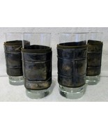 Set of Four Metal and Leather Lace Up Sleeves with Drinking Glasses  - €67,97 EUR