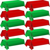 Christmas Foil Green And Red Tablecloths 54 X 108 Inch Disposable Rectangle Foil - £26.33 GBP