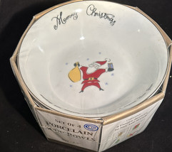 4 Merry Brite Merry Christmas Salad/Cereal/Etc Bowls 6 1/2 x 2&quot; Set of 4 - £15.42 GBP