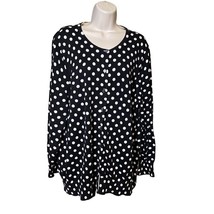 Lands End Polkadot Button Up Cardigan Sweater Plus Size 3x 24/26w Black White c - £17.19 GBP