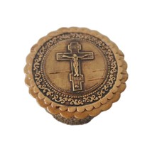 Vintage Russian Hand Made Birch Bark Trinket Box Rosemary Beads Cross On... - $15.83