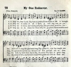 1894 Sheet Music My One Endeavor Christian Victorian Gospel Hymns 7.75 X 5&quot; - $19.99