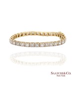 14k (585) Two Tone Yellow White Gold And Natural Diamond Tennis Bracelet... - $5,841.00