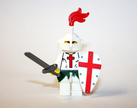 Building Toy White Crusader Knight with Red Cross Castle soldier Minifigure Gift - $7.67