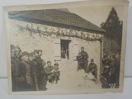 WW1 Photo of US Army Soldiers Posing with The Locals Holding Children - £5.45 GBP