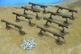 8 RUSTIC HANDLES DRAWER PULLS ANTIIQUE STYLE SHED BARD DOOR GATE W/ SCREWS  - £22.79 GBP