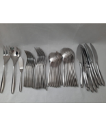 Lot of 43  Pieces ~ Nambe ~ Bend Pattern 18/10 Stainless Flatware ~ Nice - £108.50 GBP