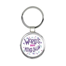 Worlds Best MOTHER-IN-LAW : Gift Keychain Great Floral Birthday Family Christmas - £6.38 GBP