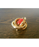 Grosse Germany 1969 For Dior Red Coral Lovers Knot Brooch Vintage Jewelry - £256.39 GBP