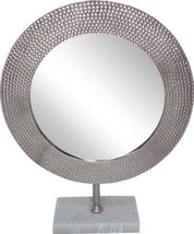 Table Mirror Vanity GLAM Modern Contemporary Textured Silver Glass Aluminum - £321.61 GBP