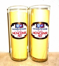 2 Hacker Pschorr Munchner Alt Munich Altbier German Beer Glasses - $9.95