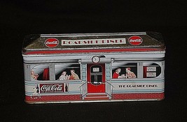 Vintage Advertising 1996 Coca Cola Coke Tin Roadside Diner Box w Removable Lid - £13.19 GBP