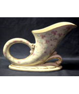 Vintage Ceramic Cornucopia Vase With Pastel Floral Design &amp; Gold Trim #P192 - €16,26 EUR