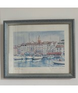Michelle Gallego St. Tropez lithograph print signed numbered framed vintage - $107.80