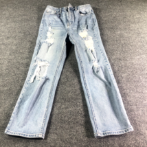 Cello Jeans Straight Denim Women&#39;s Size 7 Blue High Rise Distressed 5-Pocket - £7.73 GBP