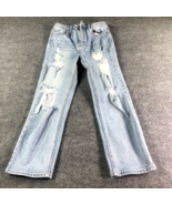 Cello Jeans Straight Denim Women&#39;s Size 7 Blue High Rise Distressed 5-Po... - $9.90