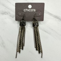 Chico&#39;s Sum Dangle Silver and Gold Tone Earrings Pierced Pair - £7.82 GBP