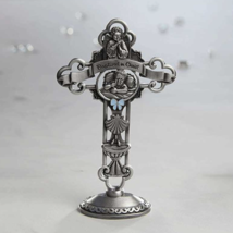 Baptized in Christ Pewter Standing Cross 6&quot; Baby Boy Baptism Gift Catholic - £18.93 GBP