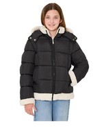Sam Edelman Boys Girls Jacket Black Puffer Full-Zip Pockets Faux Fur Tri... - $983.57 MXN