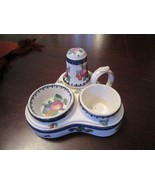 BOOTHS ENGLAND CERAMIC POTTERY 1920s EGG CUP SERVING TRAY AND SALT SHAKE... - €90,34 EUR