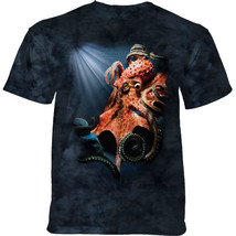 Giant Pacific Octopus Unisex Adult T-Shirt Blue by The Mountain 100% Cotton - £21.14 GBP