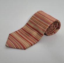 Ted Baker Silk 59&quot; Neck Tie Orange Horizontal Stripes Designer Italian 1... - $24.99