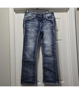 Rock Revival Jeans PEACOAT Mid Rise Boot Rhinestones Metallic Stitch Wom... - €58,53 EUR