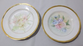 2 Vtg Handpainted Floral with Gold Trim Plates Made in Germany Signed G ... - £19.98 GBP