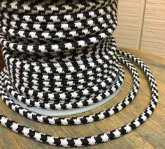 Black and white cloth covered 3-wire round cord, grand houndstooth pattern co... - £1.30 GBP