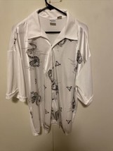 Vintage Ancora Camicia Bianca Uomo Taglia XL 90s Rave Disco Dance USA Draghi - £46.69 GBP