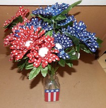 Ashland Summer Heritage USA Flowers 14&quot; Tall &amp; Vase 5&quot; x 2&quot; American Dec... - $12.49