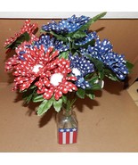 Ashland Summer Heritage USA Flowers 14&quot; Tall &amp; Vase 5&quot; x 2&quot; American Dec... - $17.00 CAD