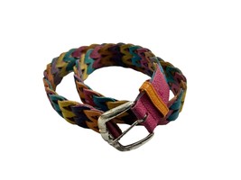 Vintage 90s Rainbow Multicolor Leather Belt Size Small Womens - £19.49 GBP