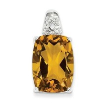 NEW Sterling Silver Whiskey Quartz and Diamond Pendant - £78.47 GBP