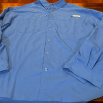 Columbia PFG Shirt Lightweight Roll Tab Sleeve Button Down Vented XL Blue - £18.64 GBP