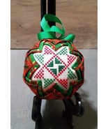 Cross Stitched Quilted Fabric 2015 Handmade Hanging Christmas Bulb Ornament - £13.13 GBP