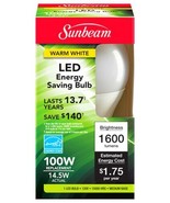 LED 100w replacement Soft White LIGHT BULB A19 shape E26 base SUNBEAM 16200 - £15.16 GBP