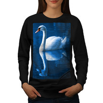 Wellcoda Swan Lake Bird Animal Womens Sweatshirt, Water Casual Pullover Jumper - £22.61 GBP+