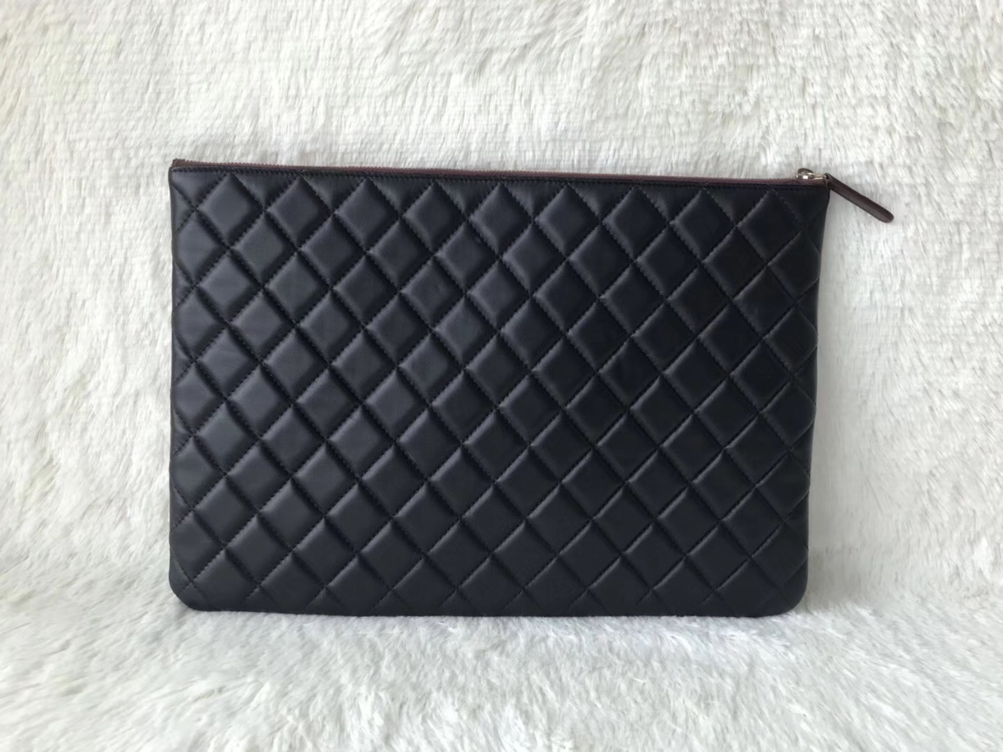 AUTHENTIC CHANEL Black Quilted Lambskin Large Clutch Bag GHW - $999.00