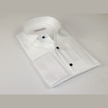 Mens 100% Italian Cotton Tux Formal Shirt SORRENTO Turkey 4846 White Wing tip image 6