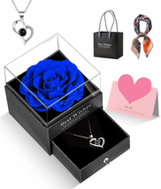 Mother&#39;s Day Gifts for Mom Her Women, Preserved Roses with Heart Necklace I Love - £31.21 GBP