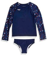 Speedo 2PC Girls&#39; Uv Swim Shirt Long Sleeve Rashguard + Bikini Set Sz 18... - £11.68 GBP