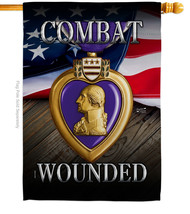 Purple Heart Combat Wounded House Flag Military Service 28 X40 Double-Sided Bann - £32.81 GBP