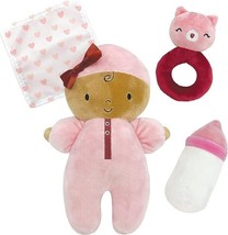 Carters Simple Joys Dolly Gift set Plush Baby Doll brown tan AA rattle bottle - £10.36 GBP