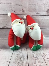 (2) Vintage Dept 56 Plush Christmas Santa Clause Nylon Christmas Stocking 19&quot; - £19.77 GBP