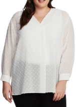 Nwt Vince Camuto White Dots Pleated Career Blouse Tunic Size 1 X 2 X Women $99 - £36.61 GBP