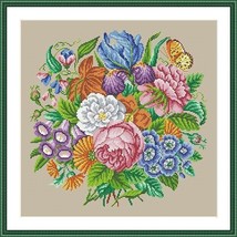 Berlin Woolwork Multifloral Bouquet 1 Antique Bouquet Cross Stitch PDF Pattern - £7.86 GBP