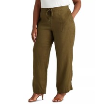Ralph Lauren Womens Plus 22W Green Linen Wide Leg Pants NWT P30 - $53.89