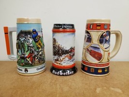 Lot Of 3 Budweiser Beer Steins, 1988 Olympics, 1990 Gridiron Legacy, 1990 Xmas - £12.61 GBP