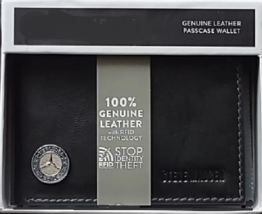 Mercedes Benz Wallet, 3d Metal Logo Genuine Black / Brown Leather. Gift Box - £43.45 GBP